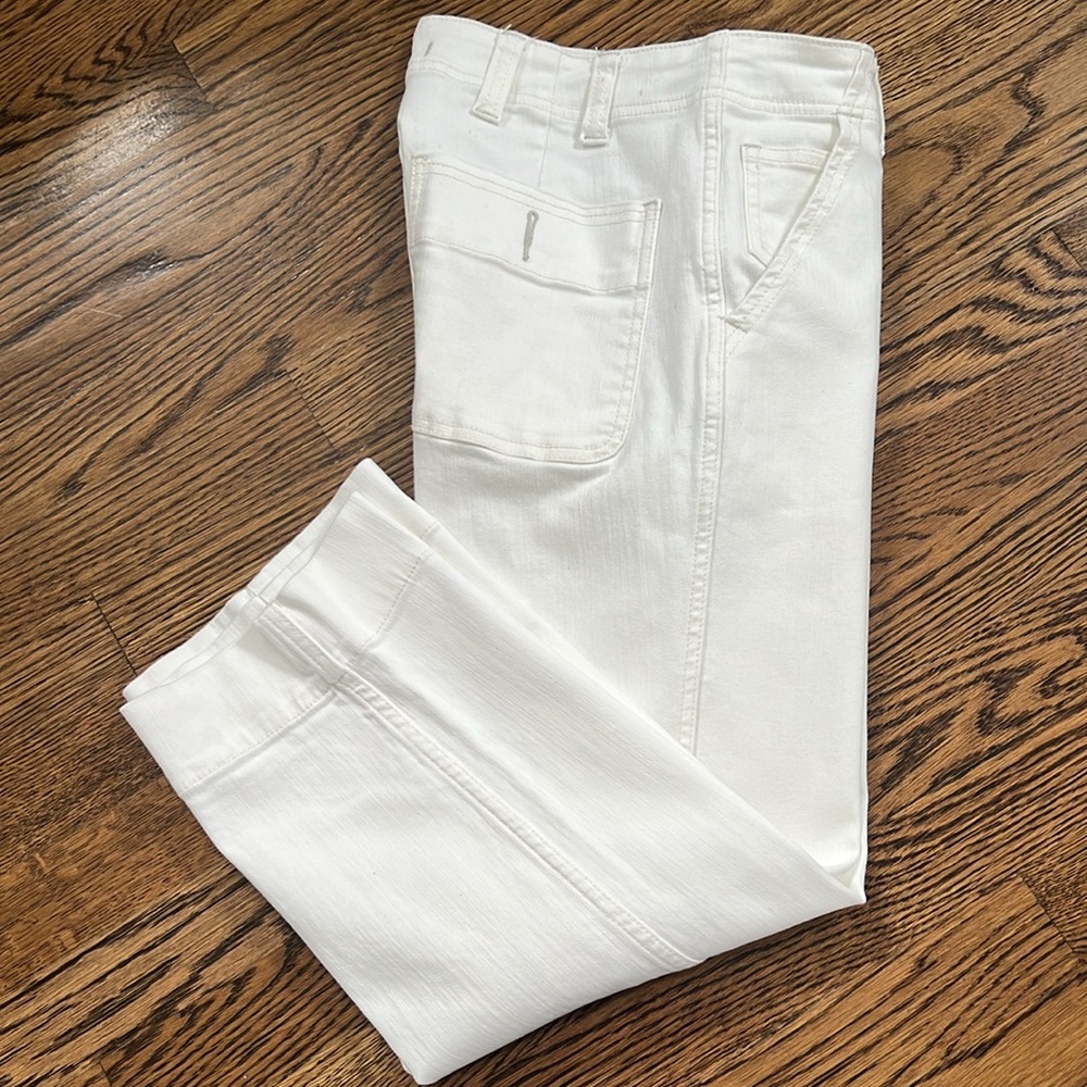 Free People White Cropped Ankle Pants